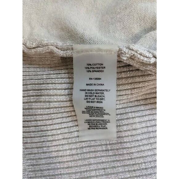 Vida Milano Size Large Sleeveless Cardigan Tan Cotton Blend Ribbed Crochet Boho - Picture 7 of 7